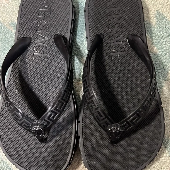 Versace Black Greca Sandals